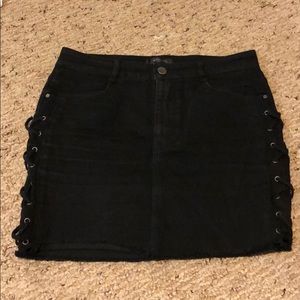 Black denim skirt